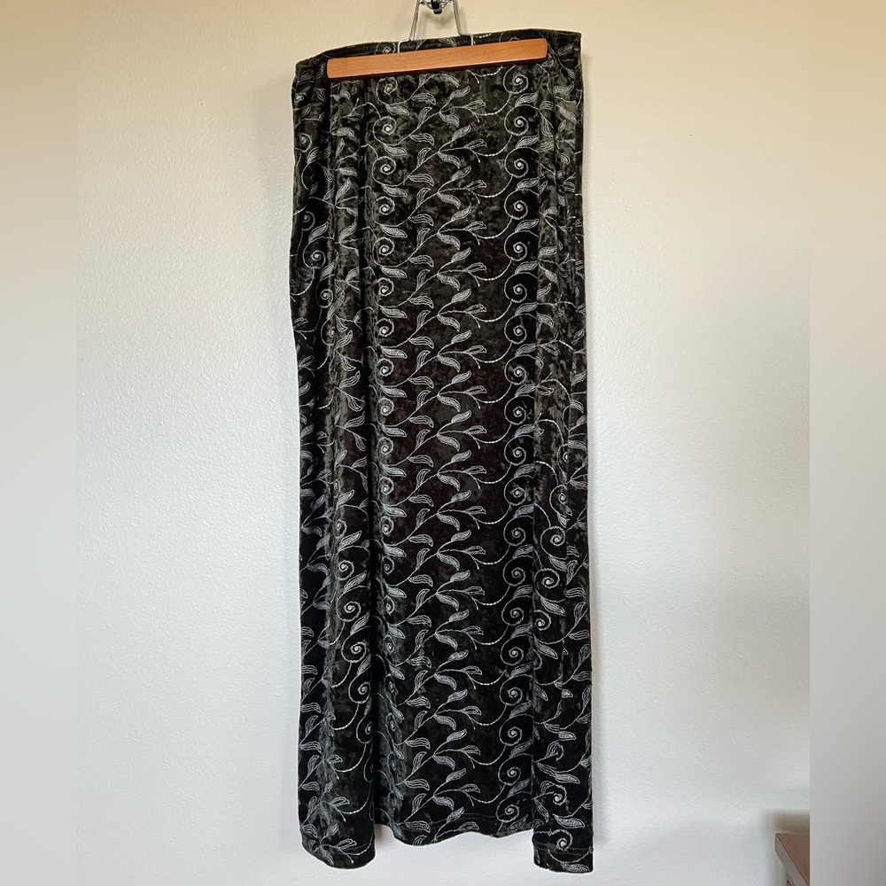 Green Velvet Maxi Skirt